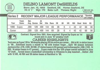 1991 Donruss #555 Delino DeShields Back