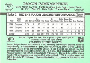 1991 Donruss #557 Ramon Martinez Back