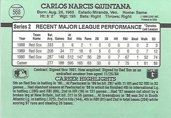 1991 Donruss #568 Carlos Quintana Back