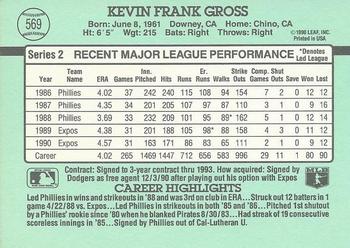 1991 Donruss #569 Kevin Gross Back