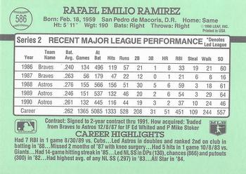 1991 Donruss #586 Rafael Ramirez Back