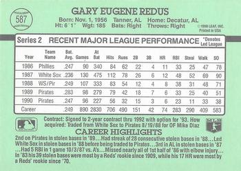 1991 Donruss #587 Gary Redus Back