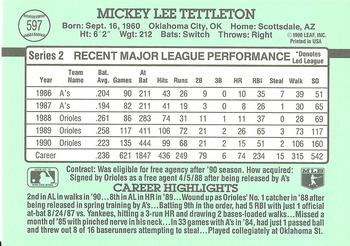 1991 Donruss #597 Mickey Tettleton Back