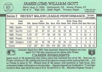 1991 Donruss #601 Jim Gott Back