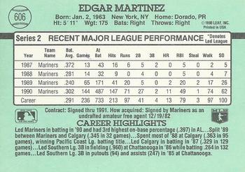 1991 Donruss #606 Edgar Martinez Back