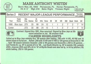 1991 Donruss #607 Mark Whiten Back