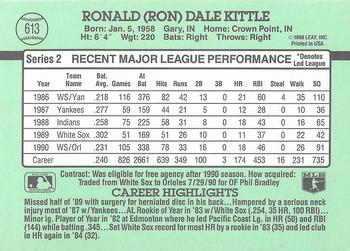 1991 Donruss #613 Ron Kittle Back