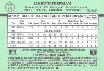 1991 Donruss #619 Marvin Freeman Back