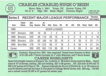 1991 Donruss #623 Charlie O'Brien Back