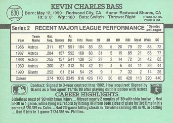 1991 Donruss #630 Kevin Bass Back