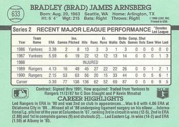1991 Donruss #633 Brad Arnsberg Back