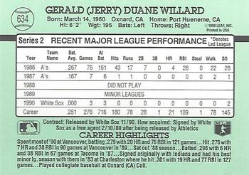 1991 Donruss #634 Jerry Willard Back