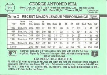 1991 Donruss #642 George Bell Back