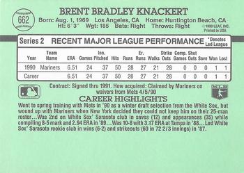 1991 Donruss #662 Brent Knackert Back