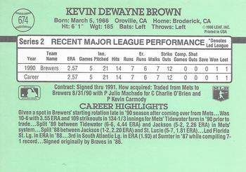 1991 Donruss #674 Kevin Brown Back