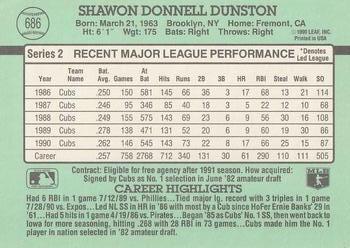 1991 Donruss #686 Shawon Dunston Back