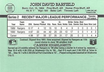 1991 Donruss #688 John Barfield Back