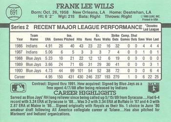 1991 Donruss #691 Frank Wills Back
