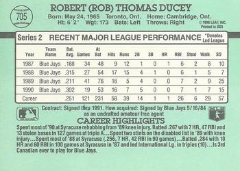 1991 Donruss #705 Rob Ducey Back