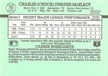 1991 Donruss #709 Chuck McElroy Back