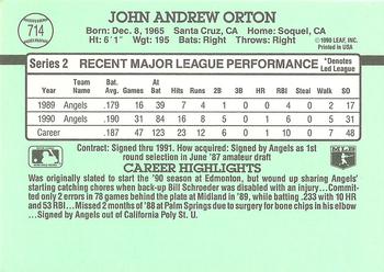 1991 Donruss #714 John Orton Back