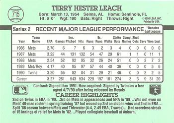1991 Donruss #715 Terry Leach Back