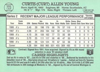 1991 Donruss #723 Curt Young Back