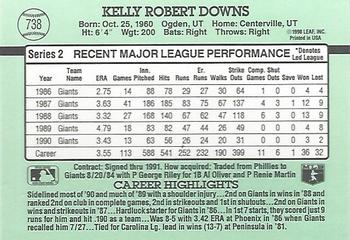 1991 Donruss #738 Kelly Downs Back