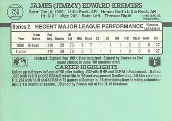 1991 Donruss #739 Jimmy Kremers Back