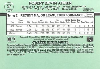 1991 Donruss #740 Kevin Appier Back