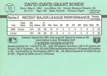 1991 Donruss #743 Dave Rohde Back