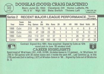 1991 Donruss #749 Doug Dascenzo Back