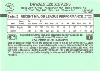 1991 Donruss #754 Lee Stevens Back