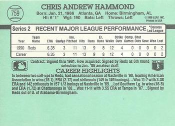 1991 Donruss #759 Chris Hammond Back