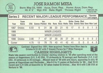 1991 Donruss #765 Jose Mesa Back