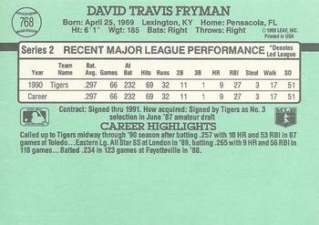 1991 Donruss #768 Travis Fryman Back