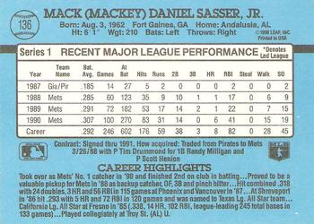 1991 Donruss #136 Mackey Sasser Back