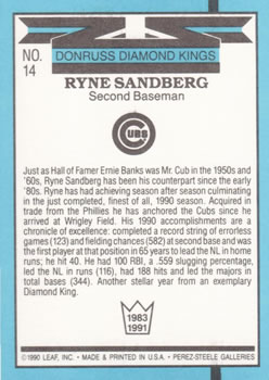 1991 Donruss #14 Ryne Sandberg Back