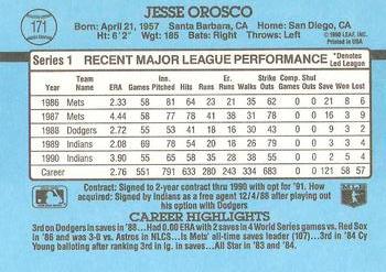 1991 Donruss #171 Jesse Orosco Back