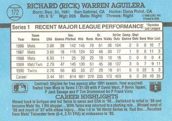 1991 Donruss #172 Rick Aguilera Back