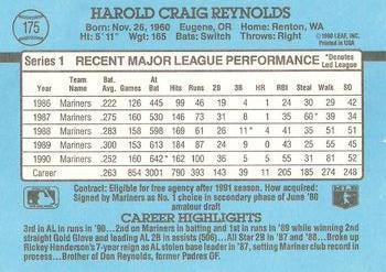 1991 Donruss #175 Harold Reynolds Back