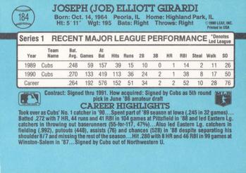 1991 Donruss #184 Joe Girardi Back