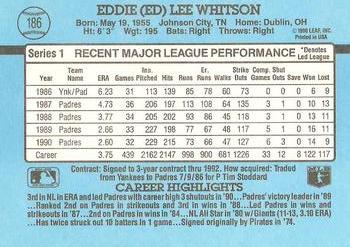 1991 Donruss #186 Ed Whitson Back