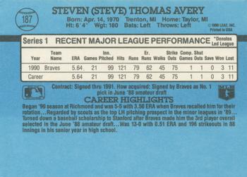 1991 Donruss #187 Steve Avery Back