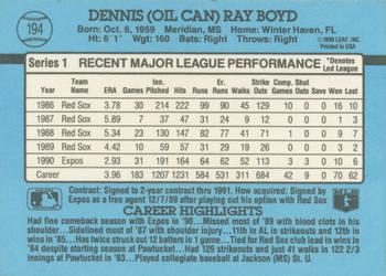 1991 Donruss #194 Oil Can Boyd Back