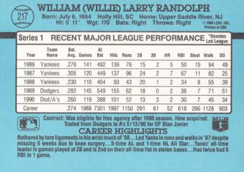 1991 Donruss #217 Willie Randolph Back