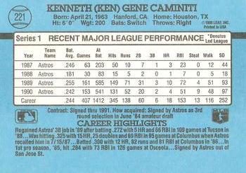 1991 Donruss #221 Ken Caminiti Back