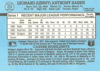 1991 Donruss #224 Lenny Harris Back