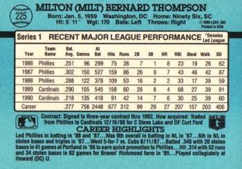 1991 Donruss #225 Milt Thompson Back