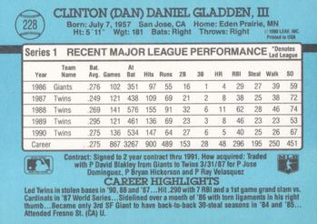 1991 Donruss #228 Dan Gladden Back